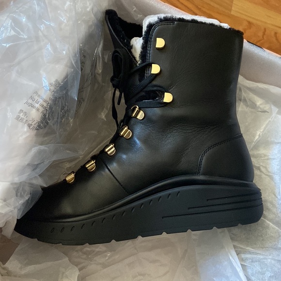 Stuart Weitzman OCEANE Lace Up Shearling Boots sz 7 NEW in original box! $750 - Picture 6 of 11